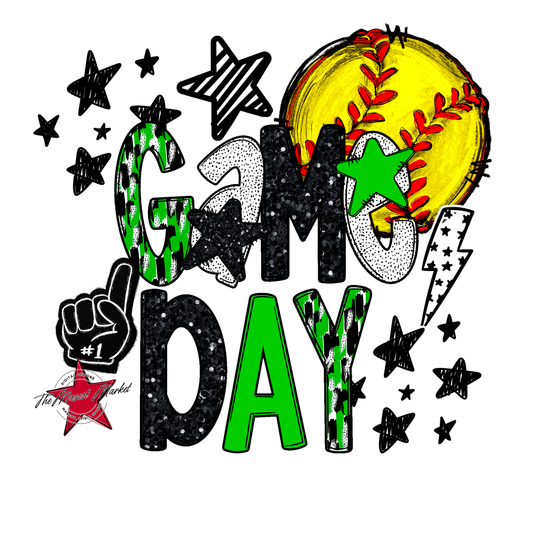 Game Day Softball Scrape Design-Bright Green