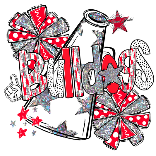 Bulldogs Cheer Megaphone Scrape-Red