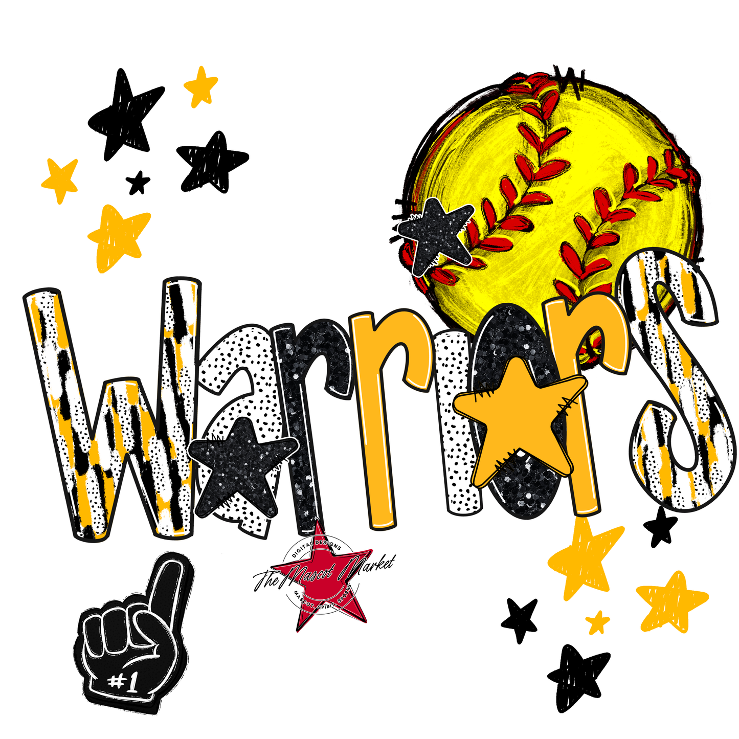 Warriors Softball Scrape-Yellow