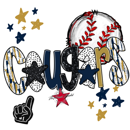 Cougars Baseball Scrape-Navy-Gold