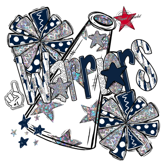 Warriors Cheer Megaphone Scrape-Navy
