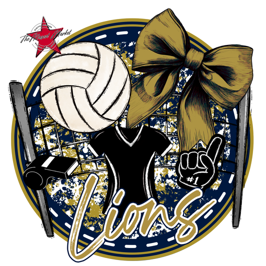 Lions Circle Volleyball Design-Navy-Gold