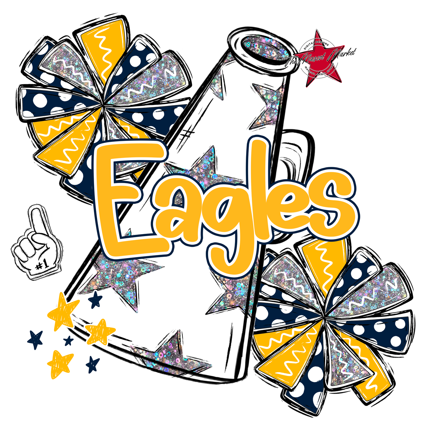 Eagles Alpha Cheer Megaphone-Navy-Yellow