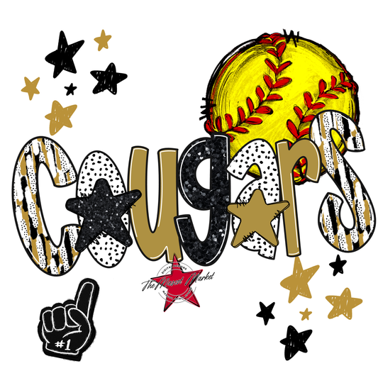 Cougars Softball Scrape-Gold