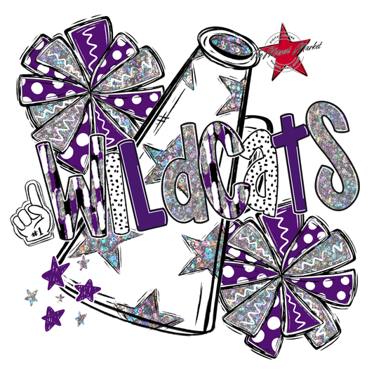 Wildcats Cheer Megaphone Scrape-Purple