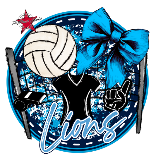 Lions Circle Volleyball Design-Navy-Carolina Blue