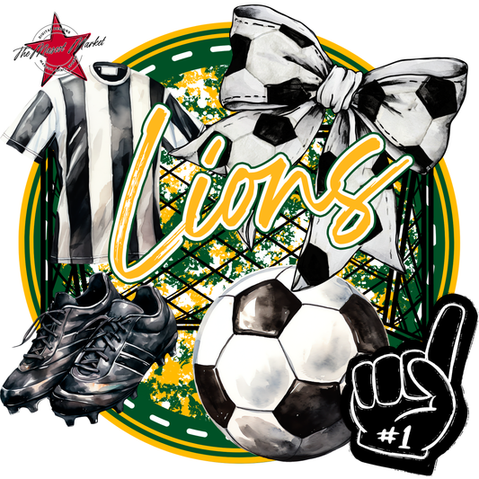 Lions Circle Soccer Design-Green-Yellow