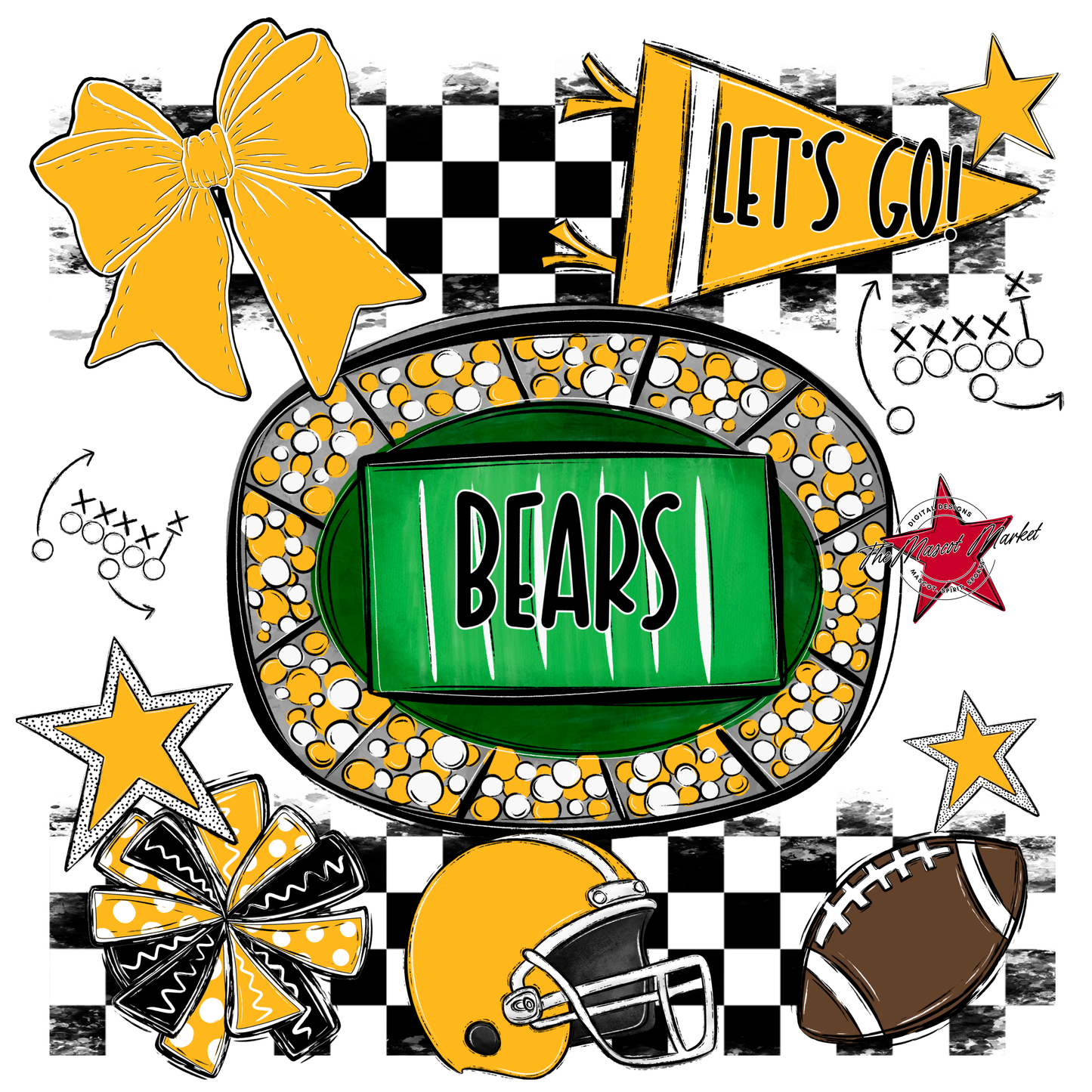 Bears Checker Spirit Design-Yellow