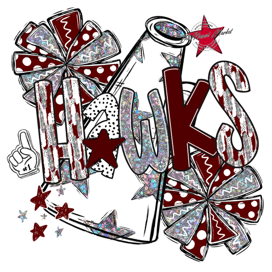 Hawks Cheer Megaphone Scrape-Maroon