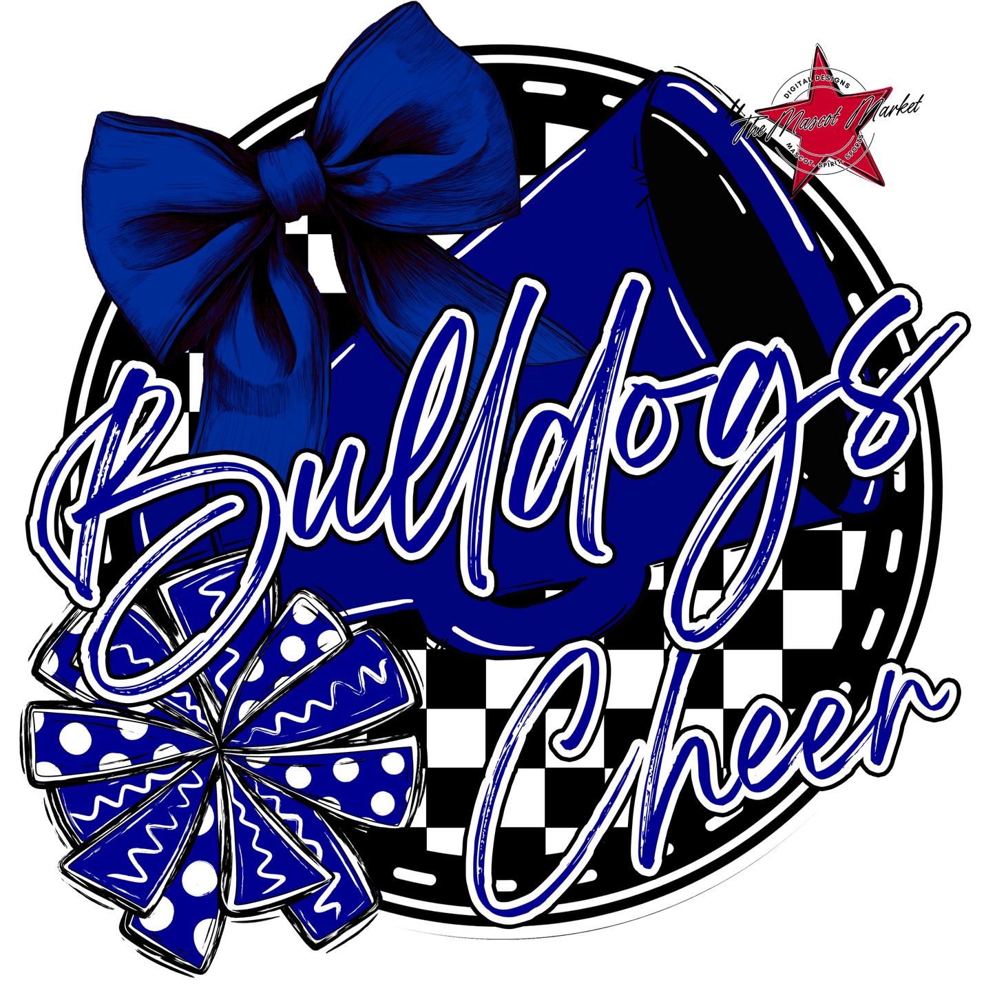 Bulldogs Circle Cheer Design-Blue