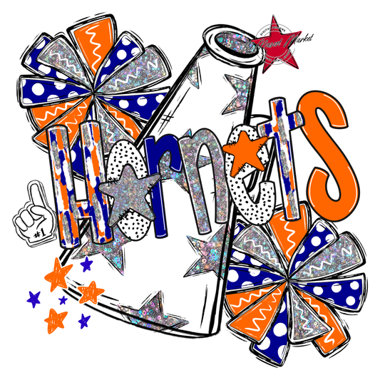 Hornets Cheer Megaphone Scrape-Blue-Orange
