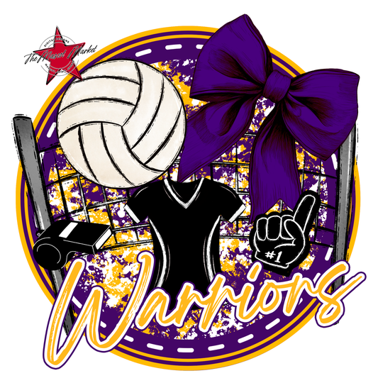 Warriors Circle Volleyball Design-Purple-Yellow