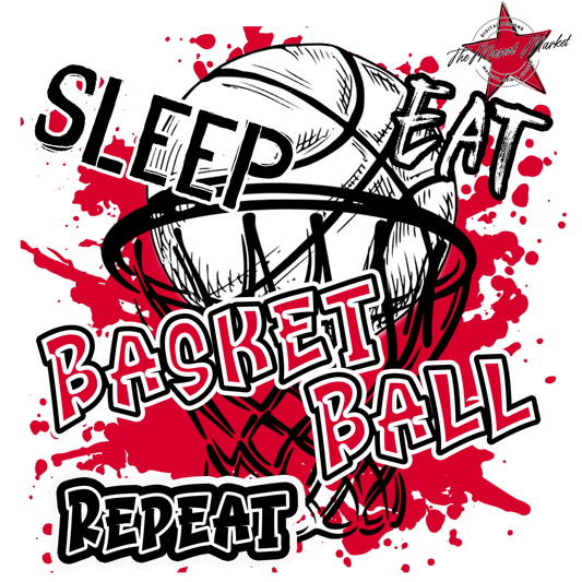 Eat Sleep Basketball Repeat Design-Red