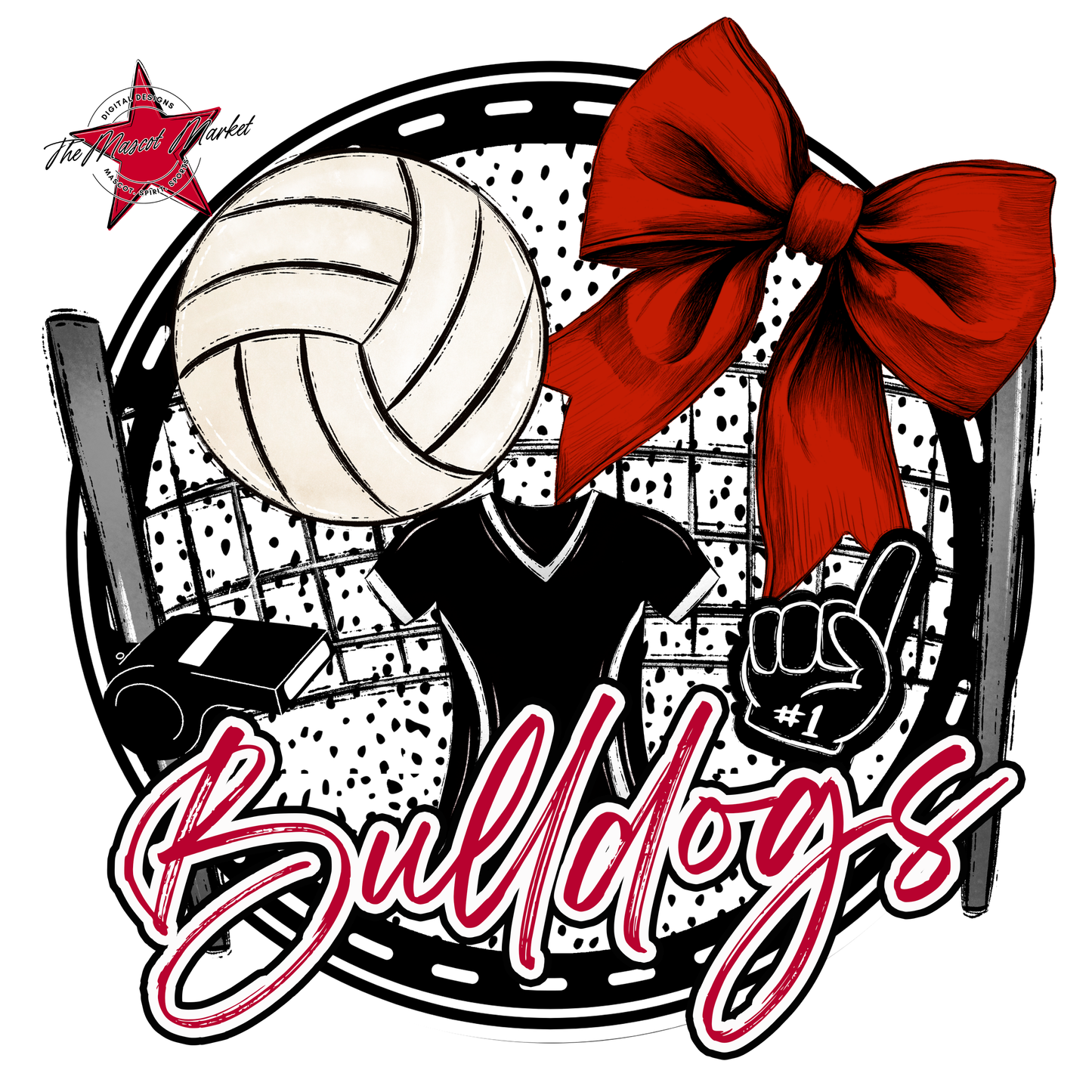 Bulldogs Circle Volleyball Design-Red