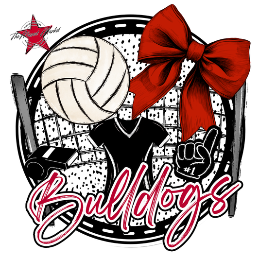 Bulldogs Circle Volleyball Design-Red