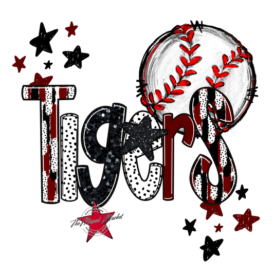 Tigers Baseball Scrape-Maroon