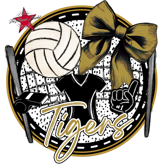 Tigers Circle Volleyball Design-Gold