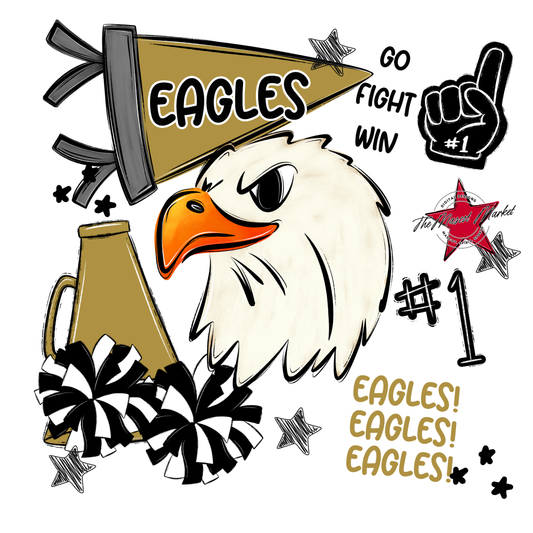 Eagles Mascot Spirit Design Megaphone-Gold