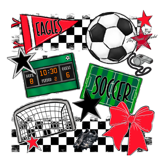 Eagles Soccer Checkers Design-Bright Red