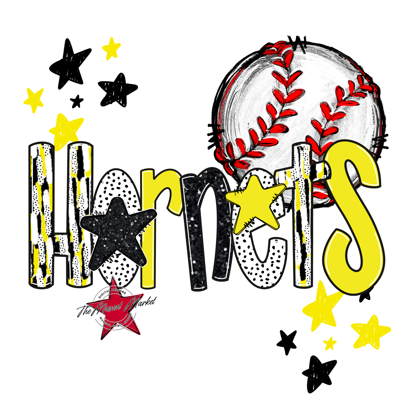 Hornets Baseball Scrape-Bright Yellow