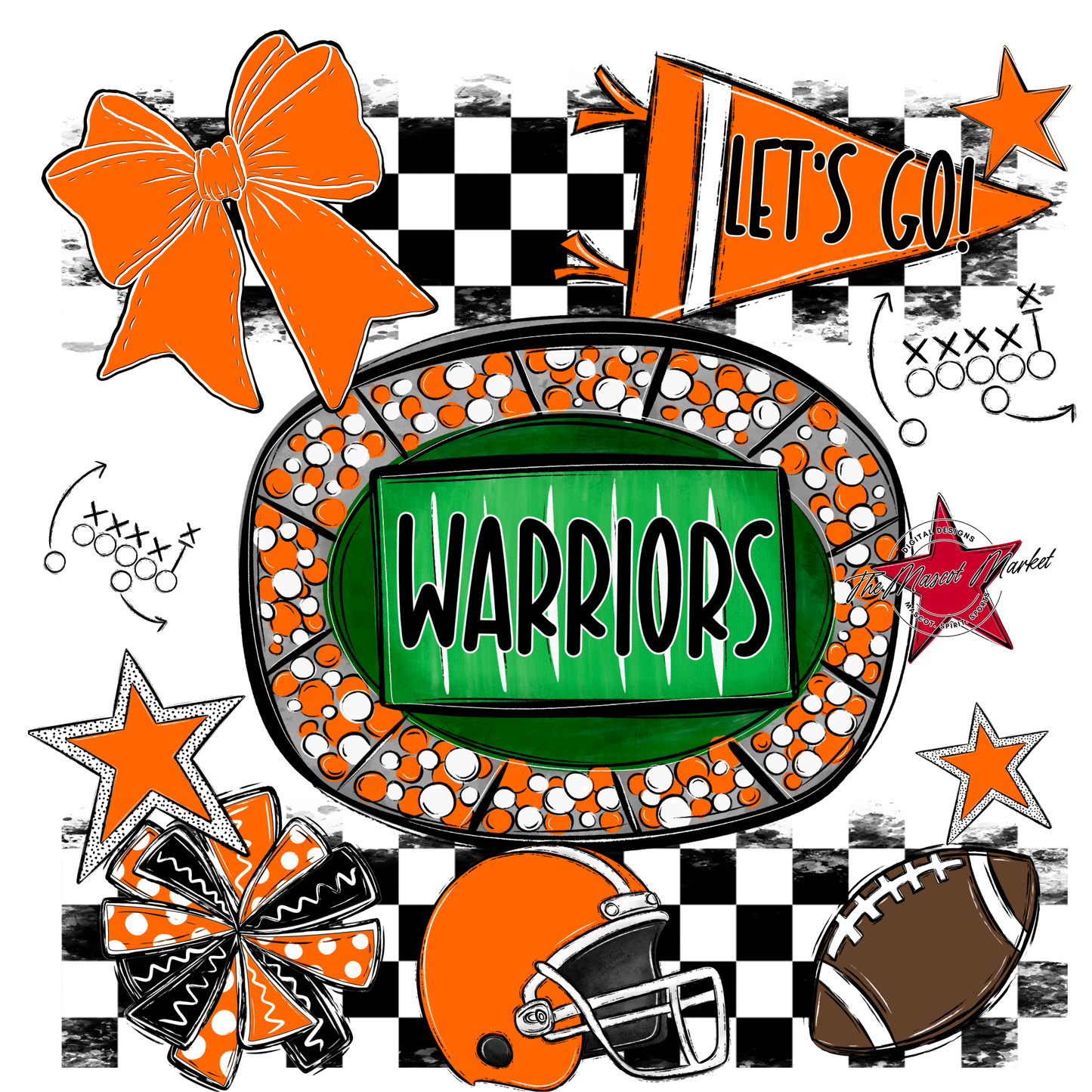Warriors Checkers Spirit Design-Orange
