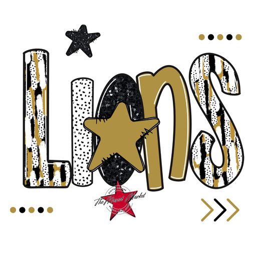 Lions Brushstroke Alpha w Arrows-Gold