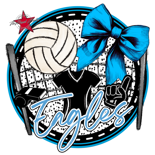 Eagles Circle Volleyball Design-Carolina Blue