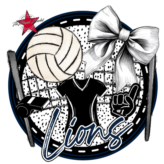 Lions Circle Volleyball Design-Navy