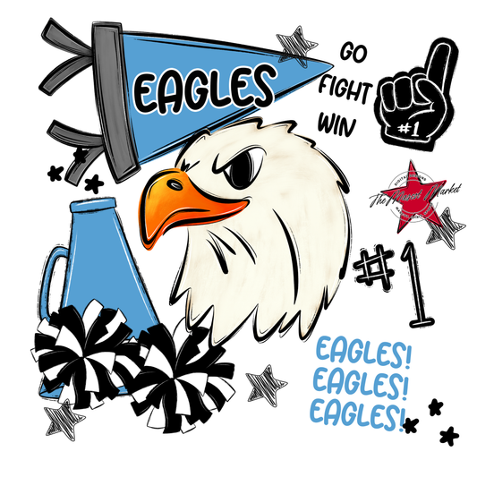 Eagles Mascot Spirit Design Megaphone-Carolina Blue