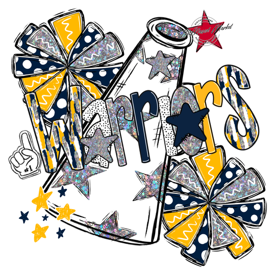 Warriors Cheer Megaphone Scrape-Navy-Yellow