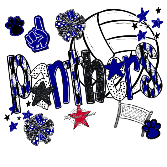 Panthers Volleyball Scrape-Blue
