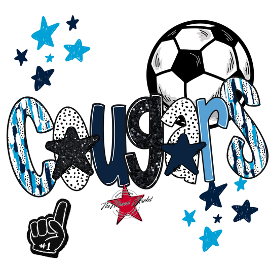 Cougars Soccer Scrape-Navy-Carolina Blue