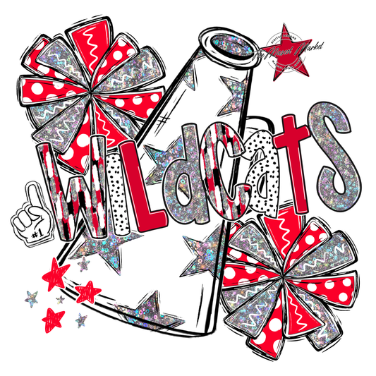 Wildcats Cheer Megaphone Scrape-Red