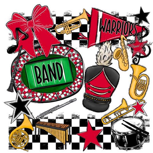 Warriors Checkers Band Spirit Design-Red