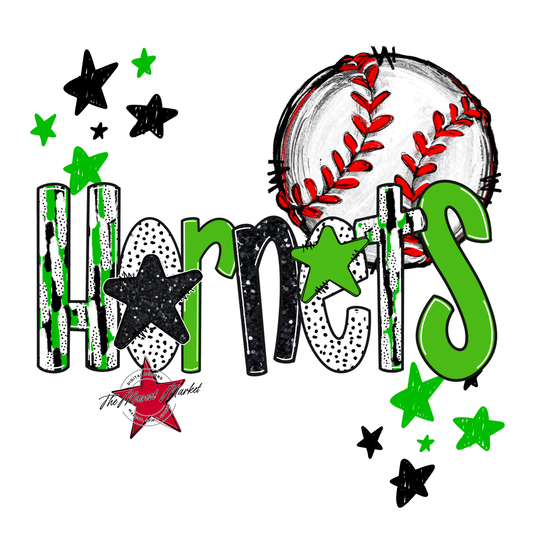 Hornets Baseball Scrape-Bright Green