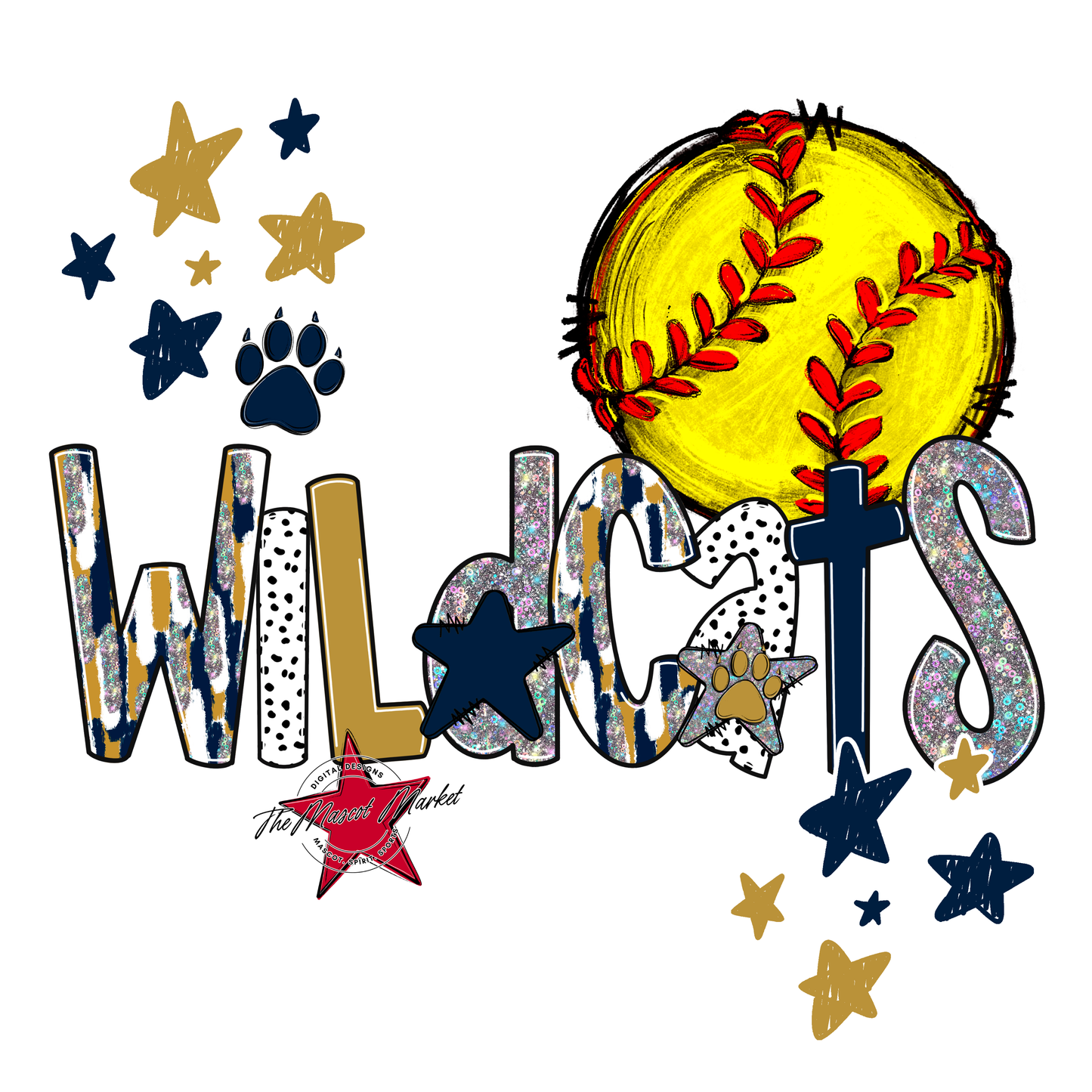 Wildcats Softball Scrape-Navy-Gold