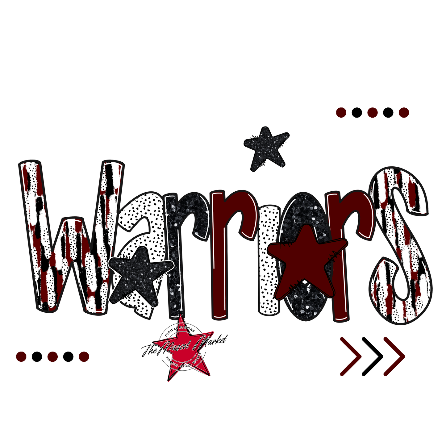 Warriors Brushstroke Alpha w Arrows-Maroon