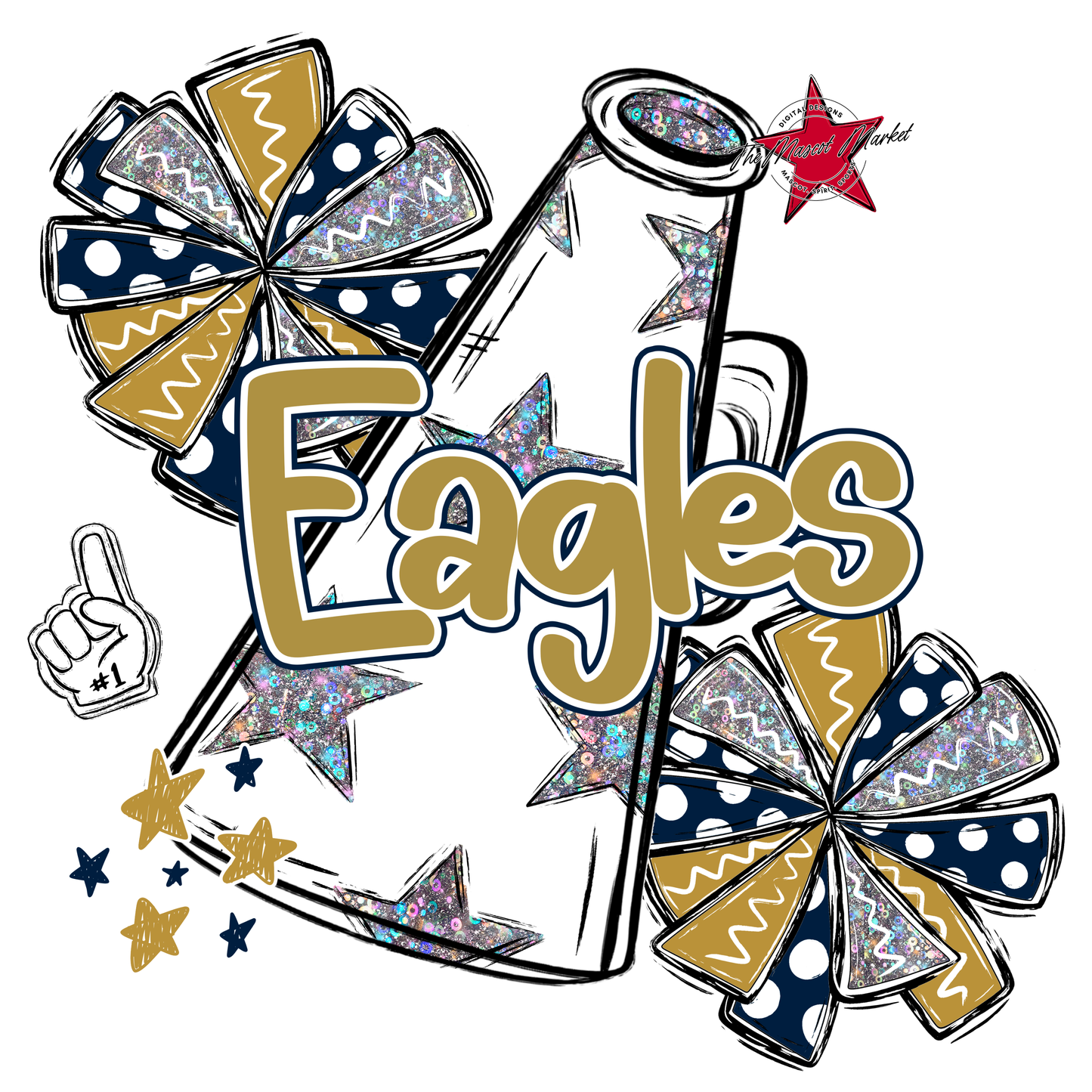 Eagles Alpha Cheer Megaphone-Navy-Gold