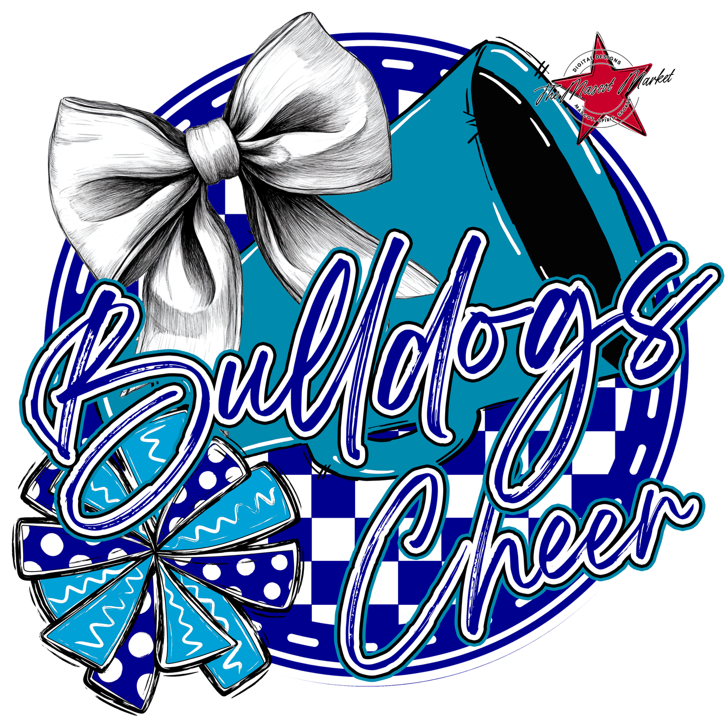 Bulldogs Circle Cheer Design-Blue-Carolina Blue