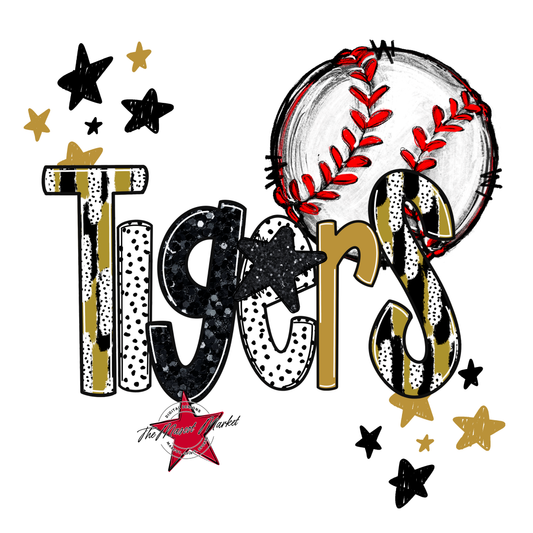 Tigers Baseball Scrape-Gold