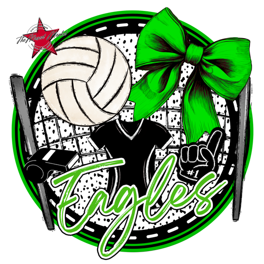 Eagles Circle Volleyball Design-Bright Green