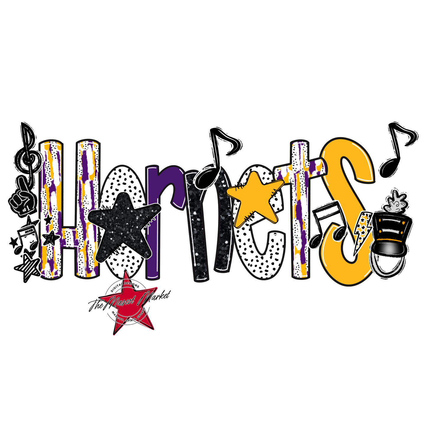 Hornets Band Scrape-Purple-Yellow