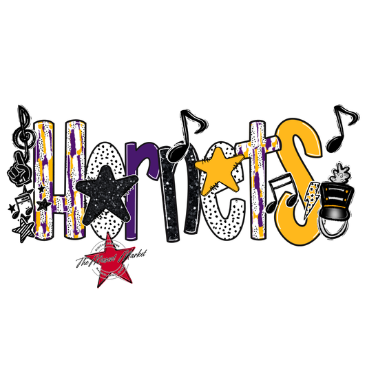 Hornets Band Scrape-Purple-Yellow