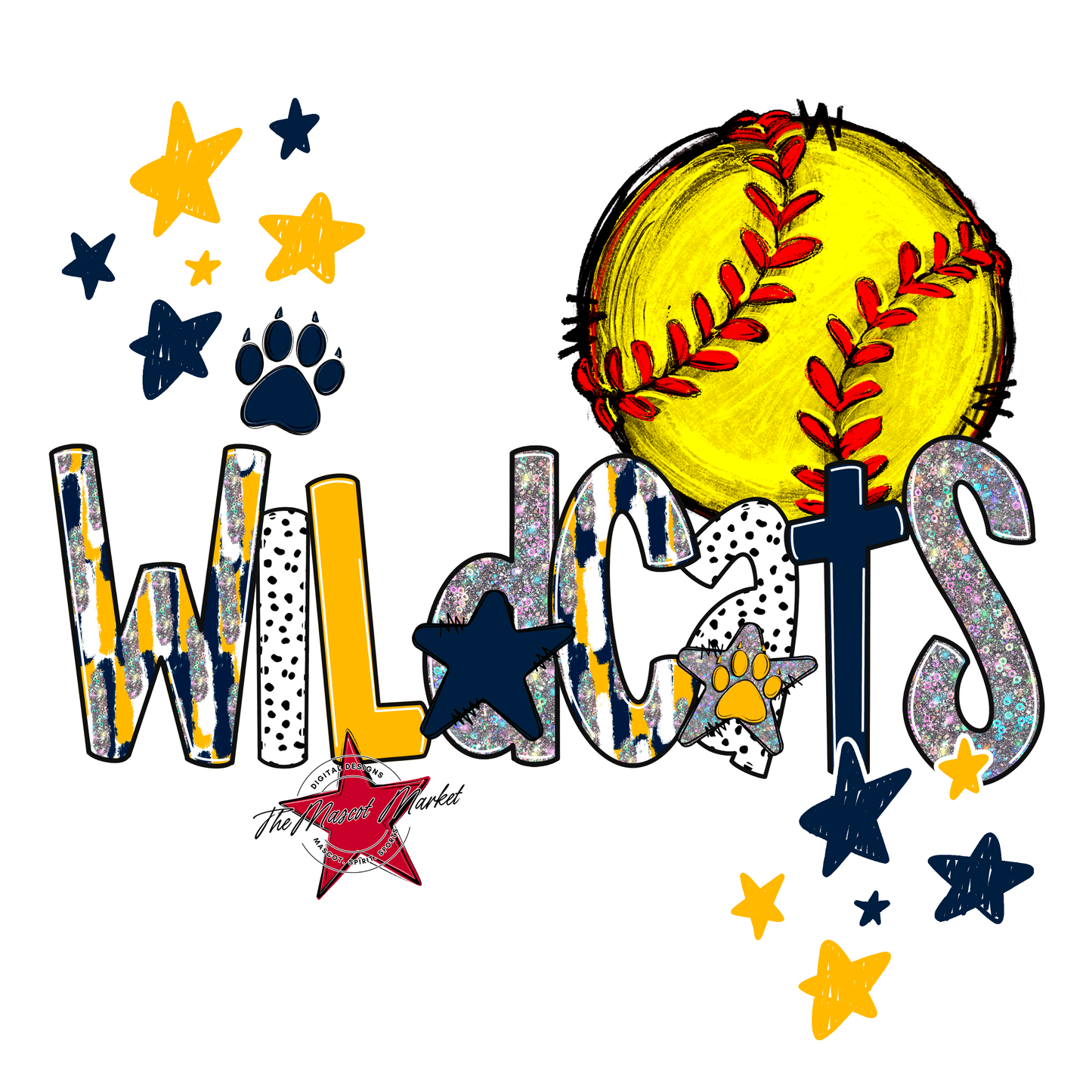 Wildcats Softball Scrape-Navy-Yellow