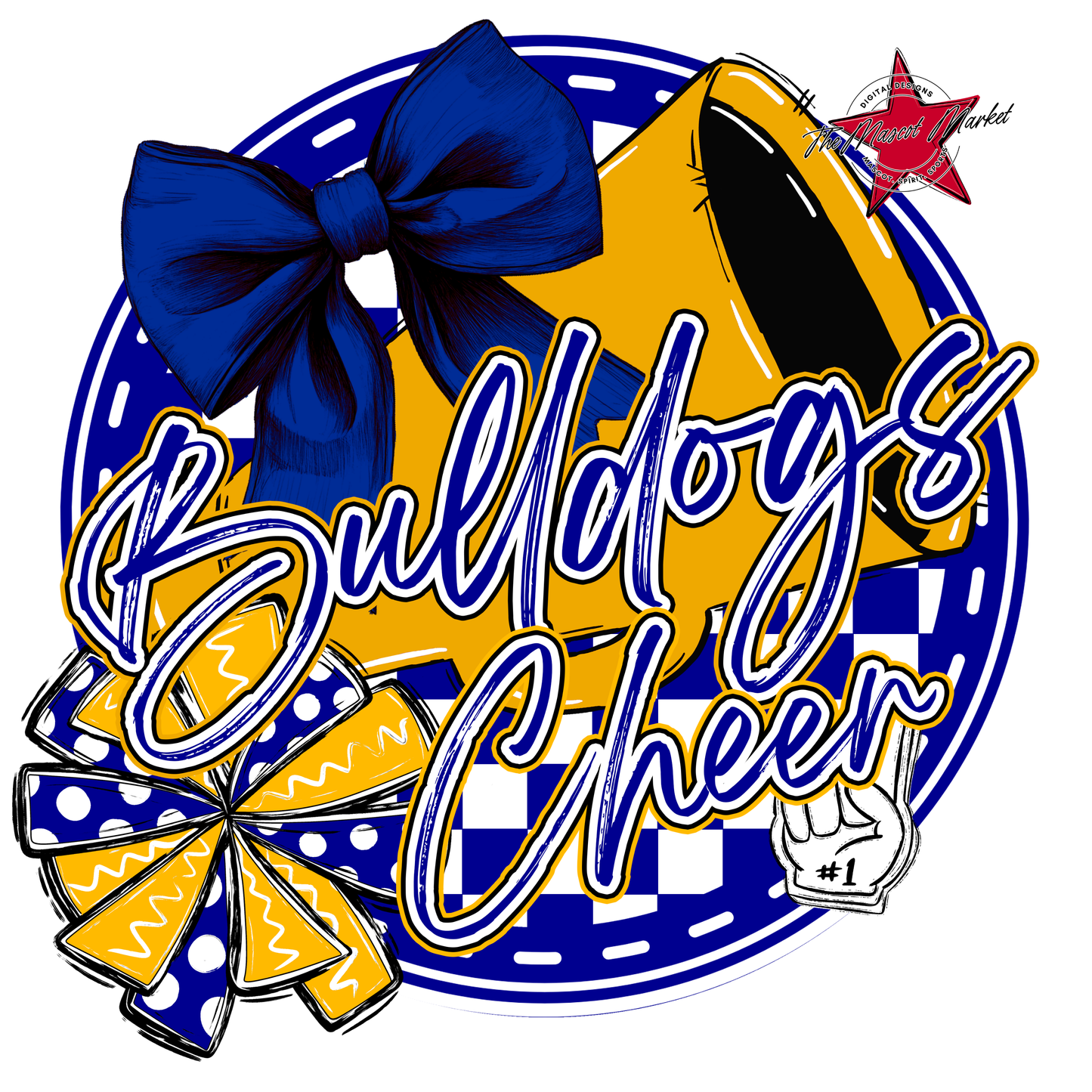 Bulldogs Circle Cheer Design-Blue-Yellow