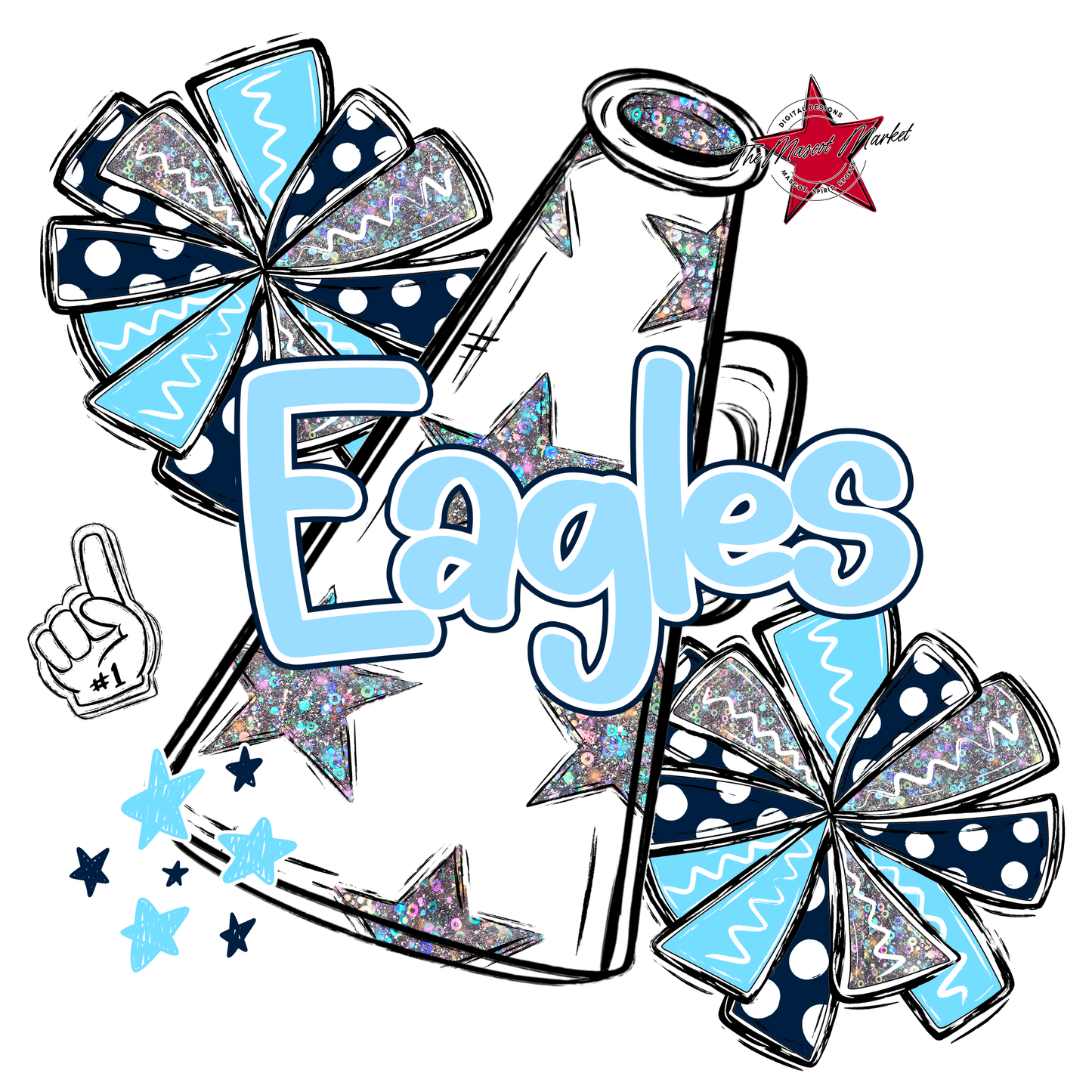 Eagles Alpha Cheer Megaphone-Navy-Columbia Blue