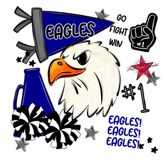 Eagles Mascot Spirit Design Megaphone-Blue