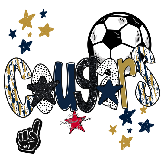 Cougars Soccer Scrape-Navy-Gold