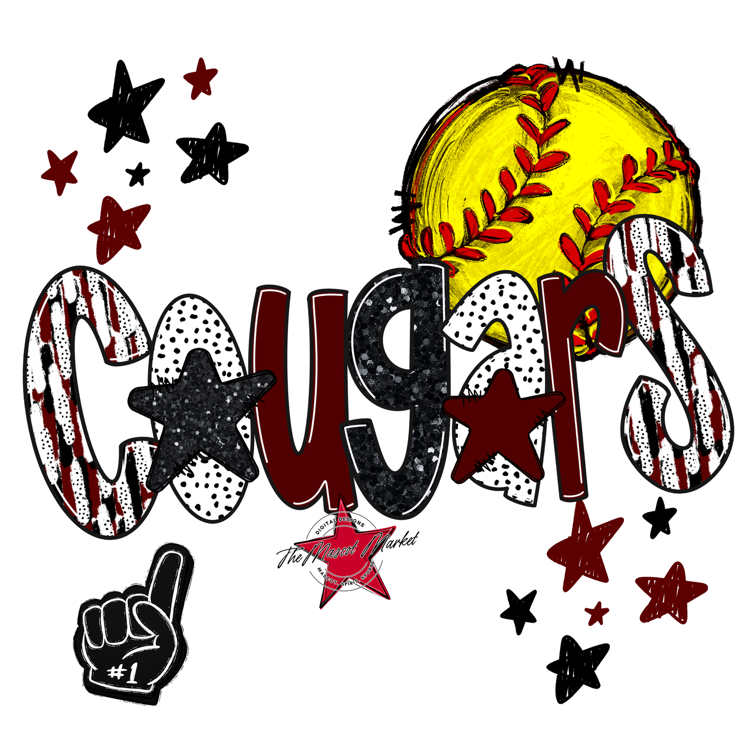 Cougars Softball Scrape-Maroon