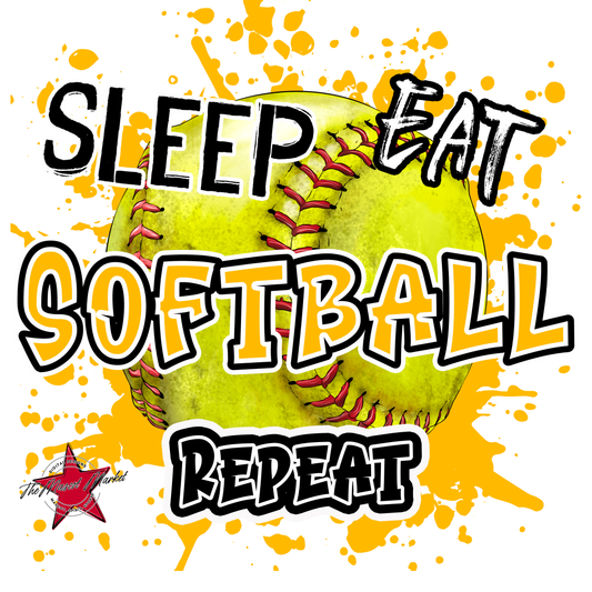 Eat Sleep Softball Repeat-Yellow
